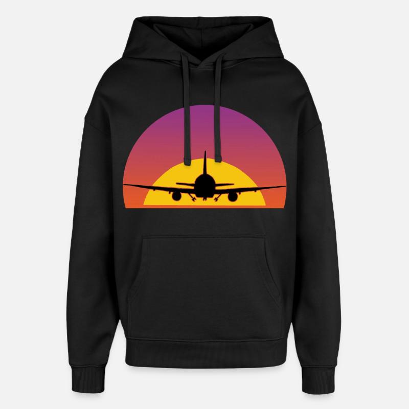 Voyage en avion - Sweat à capuche unisexe Stanley/Stella Oversized - noir
