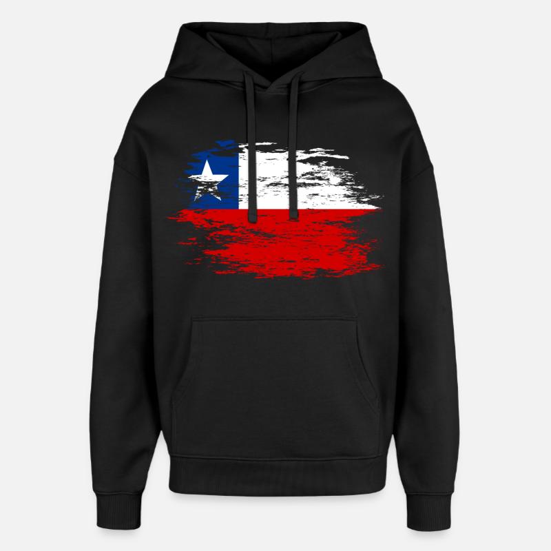 Chile flag used - Oversized Unisex Hoodie by Stanley/Stella - black