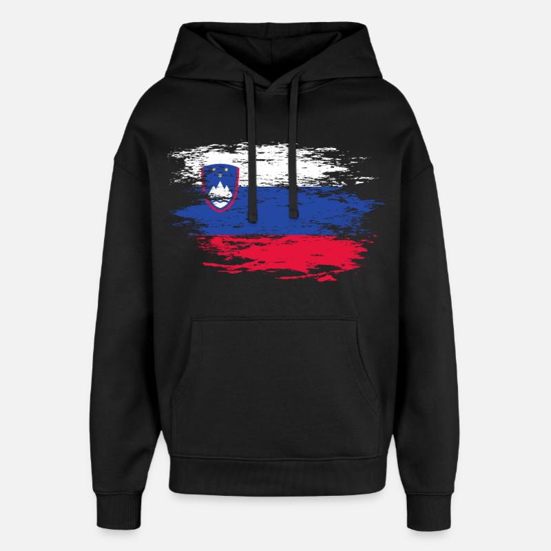 Drapeau de la Slovénie utilisé - Sweat à capuche unisexe Stanley/Stella Oversized - noir