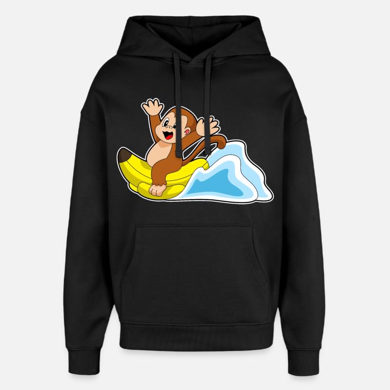 Singe Banane - Sweat à capuche unisexe Stanley/Stella Oversized - noir