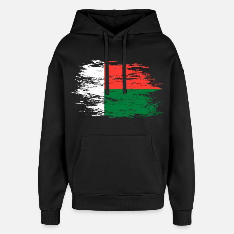 Drapeau de Madagascar utilisé - Sweat à capuche unisexe Stanley/Stella Oversized - noir