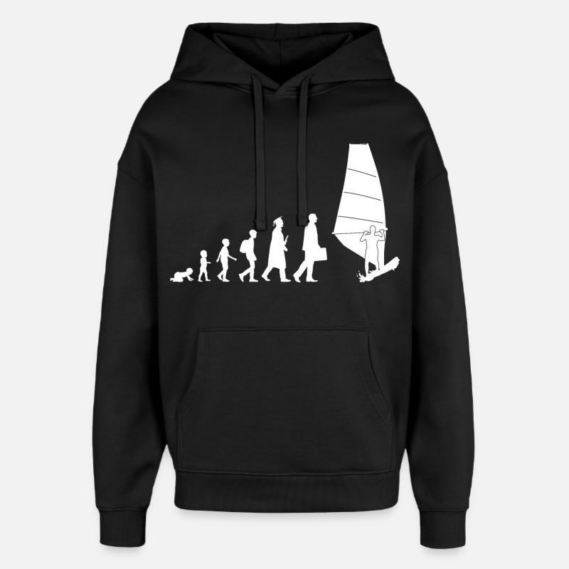 Évolution de la planche à voile - Sweat à capuche unisexe Stanley/Stella Oversized - noir