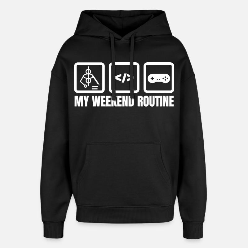 Meine Wochenendroutine - Oversized Unisex Hoodie von Stanley/Stella - Schwarz