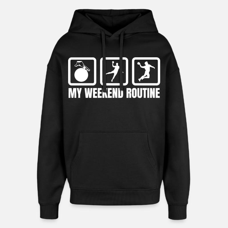 Meine Wochenendroutine - Oversized Unisex Hoodie von Stanley/Stella - Schwarz