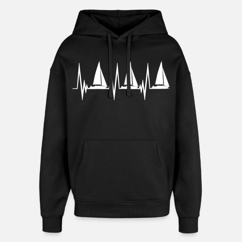 Battement de cœur de voile - Sweat à capuche unisexe Stanley/Stella Oversized - noir