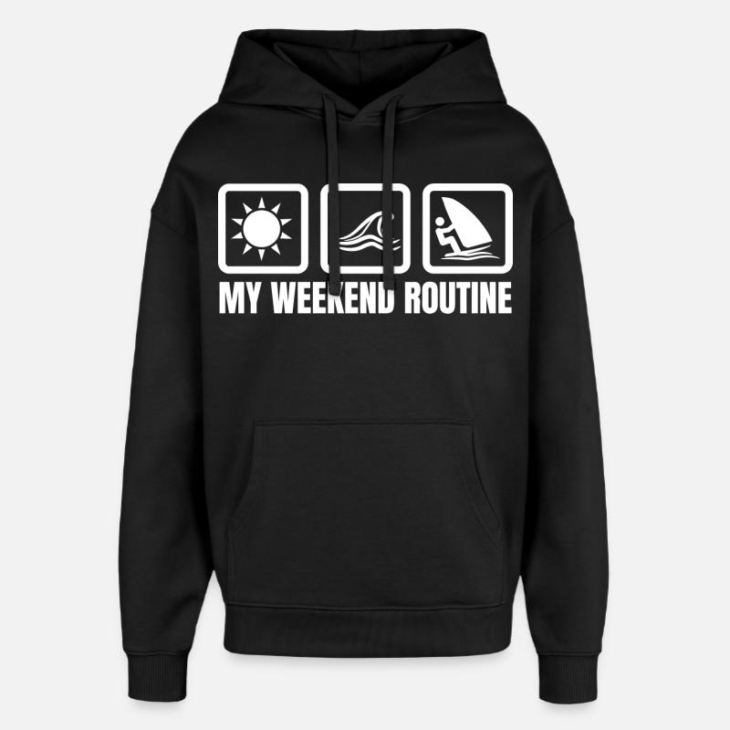 My weekend routine - Oversized Unisex Hoodie by Stanley/Stella - black