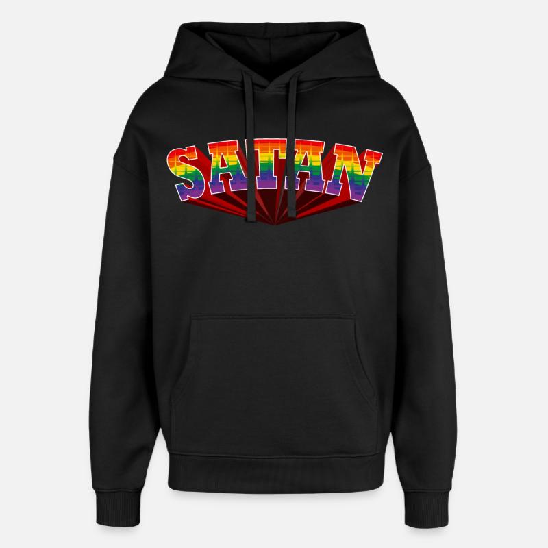 Satan Regenbogen Text - Oversized Unisex Hoodie von Stanley/Stella - Schwarz
