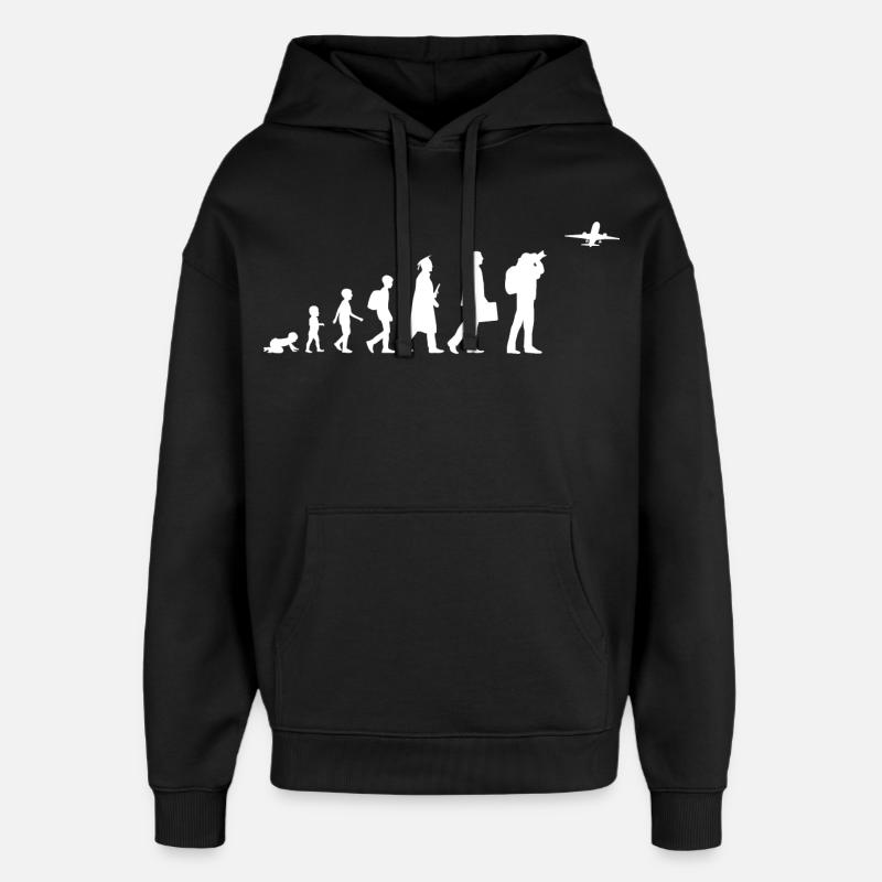 Evolution Flugzeugliebhaber - Oversized Unisex Hoodie von Stanley/Stella - Schwarz