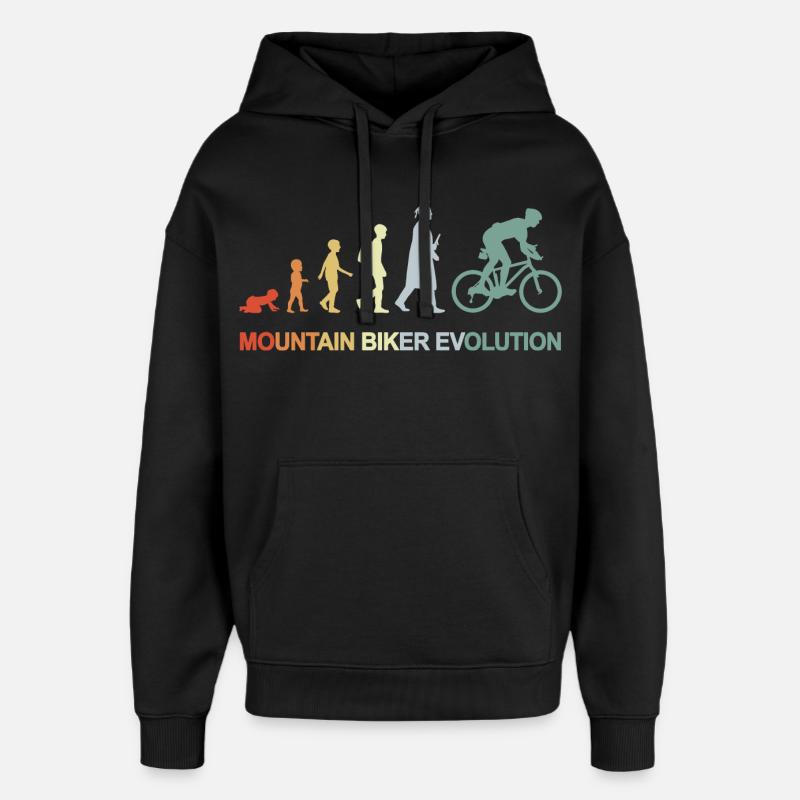 Évolution du vététiste - Sweat à capuche unisexe Stanley/Stella Oversized - noir