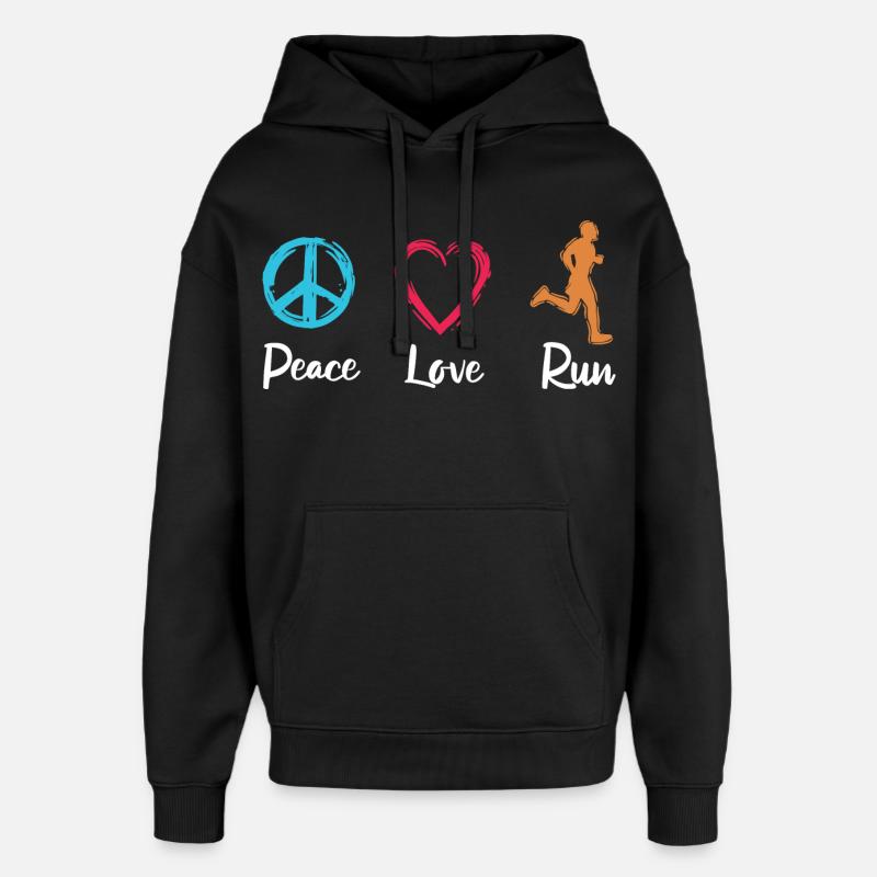 Peace Love Running - Sweat à capuche unisexe Stanley/Stella Oversized - noir