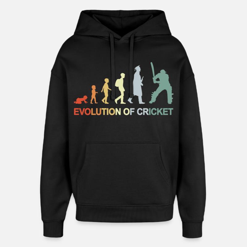 Évolution du cricket - Sweat à capuche unisexe Stanley/Stella Oversized - noir