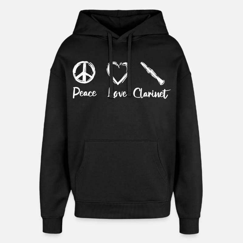 Clarinette Peace Love - Sweat à capuche unisexe Stanley/Stella Oversized - noir