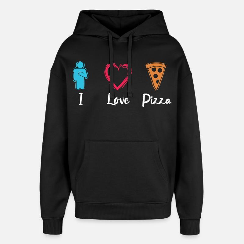 J’adore la pizza - Sweat à capuche unisexe Stanley/Stella Oversized - noir