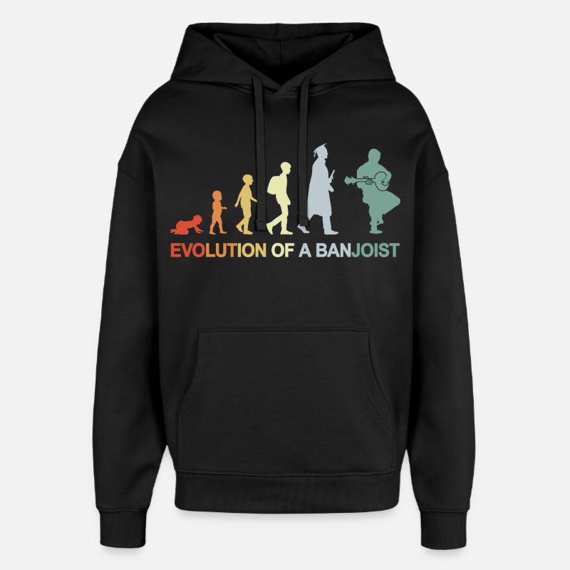 Évolution du joueur de banjo - Sweat à capuche unisexe Stanley/Stella Oversized - noir