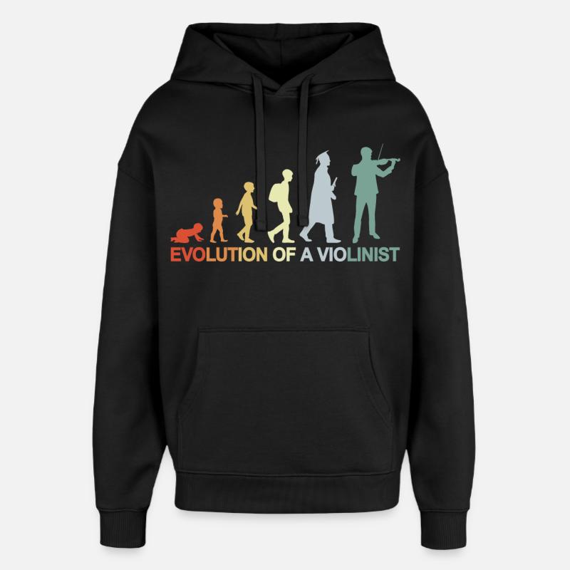 Évolution d’un violoniste - Sweat à capuche unisexe Stanley/Stella Oversized - noir