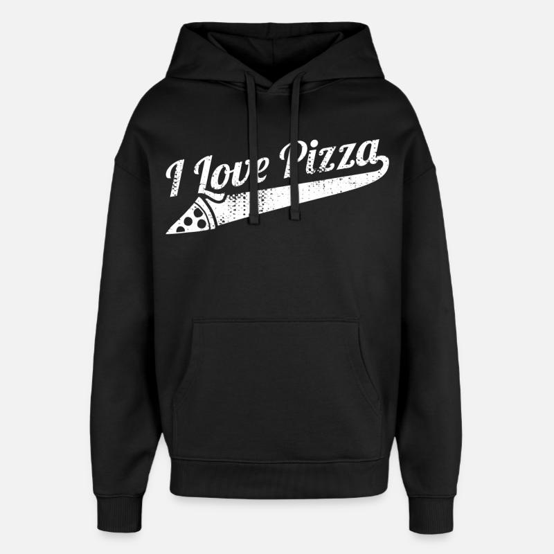 J’adore la pizza - Sweat à capuche unisexe Stanley/Stella Oversized - noir