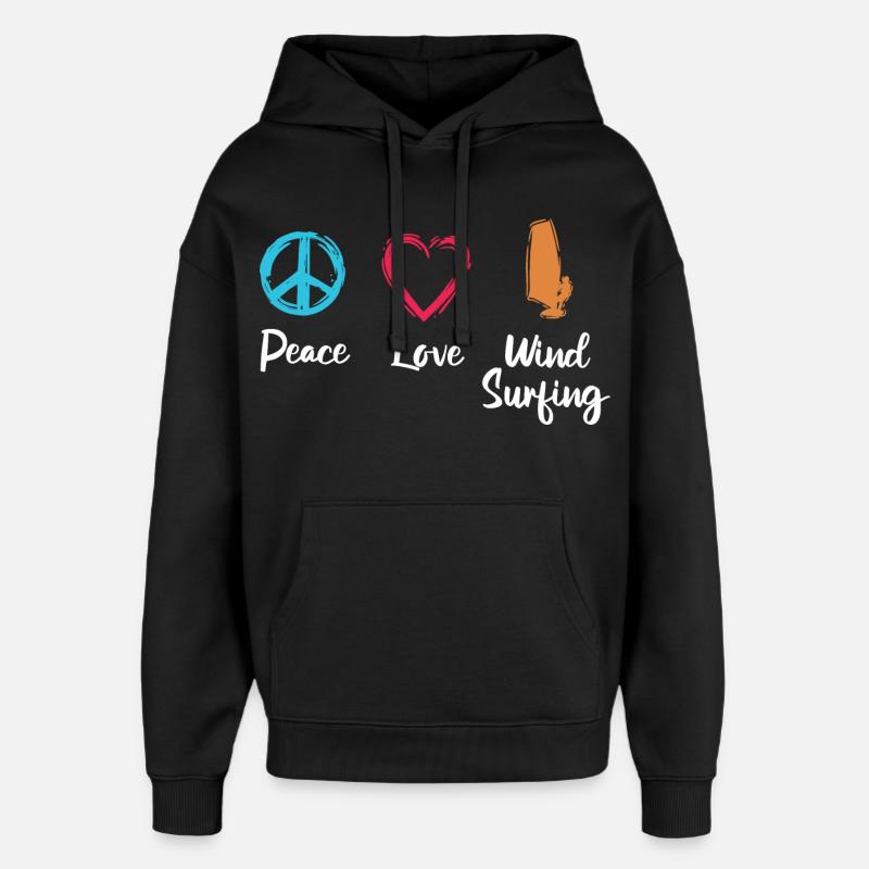 Paix Amour Planche à voile - Sweat à capuche unisexe Stanley/Stella Oversized - noir