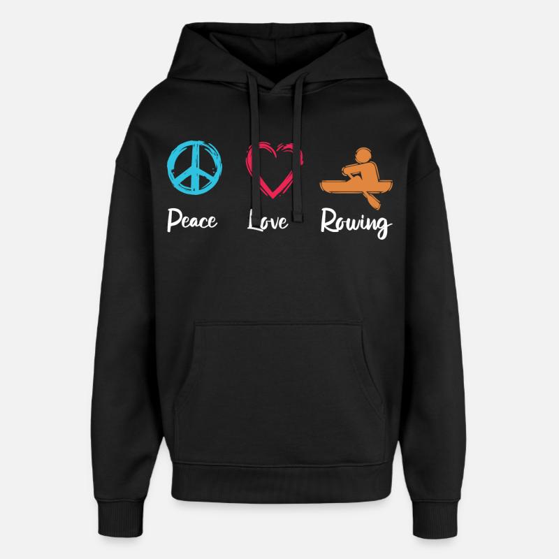Paix, Amour, Aviron - Sweat à capuche unisexe Stanley/Stella Oversized - noir