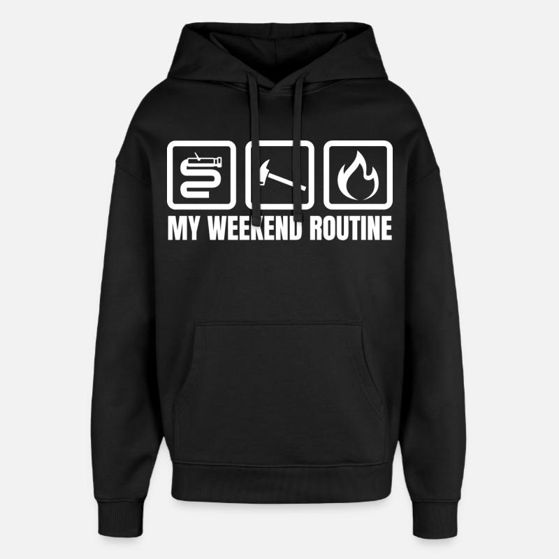 Wochenendroutine Feuerwehr - Oversized Unisex Hoodie von Stanley/Stella - Schwarz