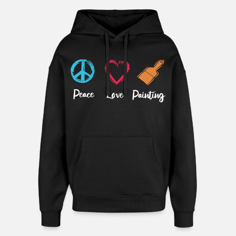 Peinture Peace Love - Sweat à capuche unisexe Stanley/Stella Oversized - noir