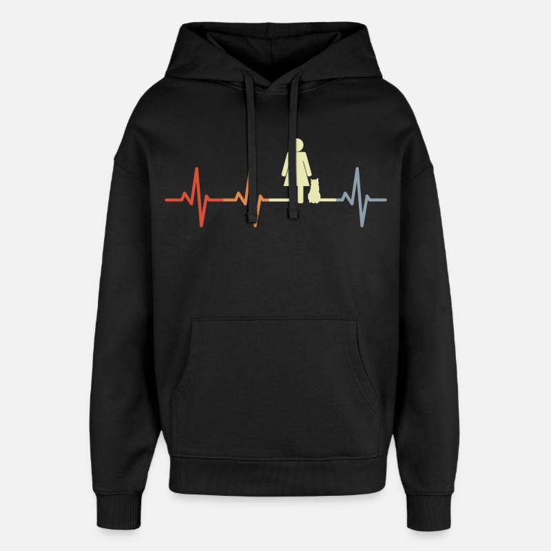 Chat Maman Battement de cœur - Sweat à capuche unisexe Stanley/Stella Oversized - noir