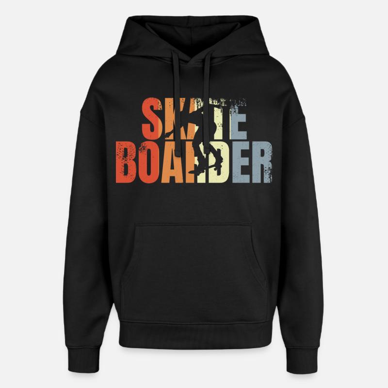 Skateboarder rétro - Sweat à capuche unisexe Stanley/Stella Oversized - noir