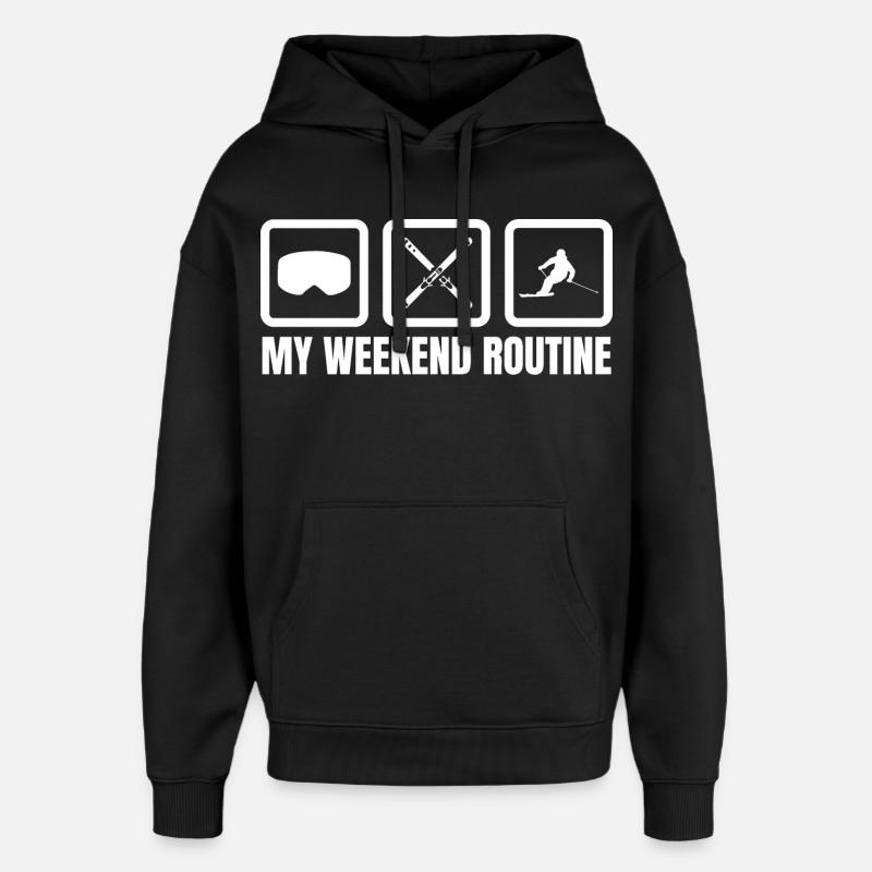 Meine Wochenendroutine - Oversized Unisex Hoodie von Stanley/Stella - Schwarz