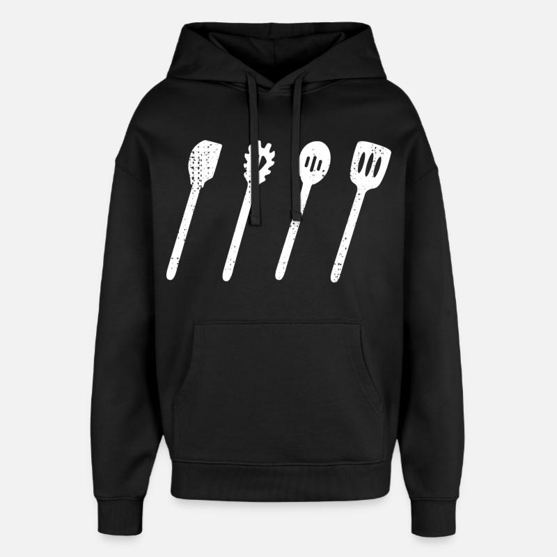 Cuillère en bois ensemble dessin - Sweat à capuche unisexe Stanley/Stella Oversized - noir