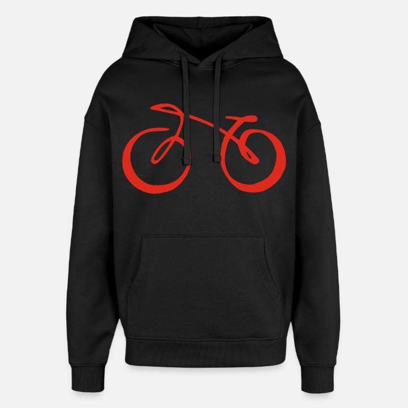Rød minimalistisk cykel - Hættetrøje unisex Stanley/Stella Oversized - sort