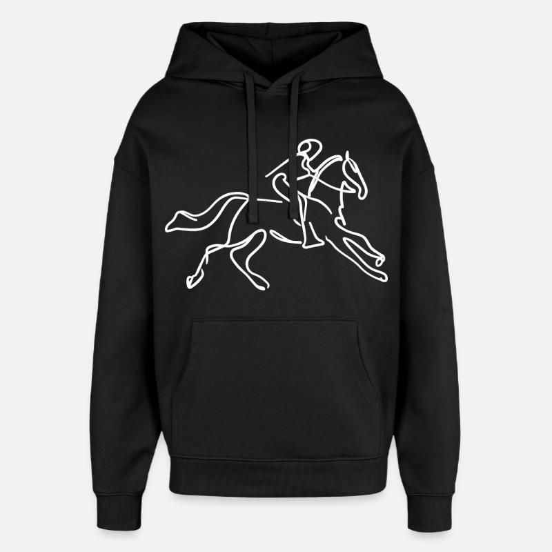 Dessin d’équitation - Sweat à capuche unisexe Stanley/Stella Oversized - noir