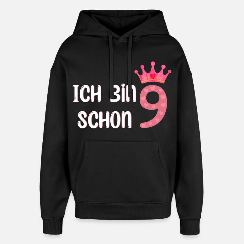 Ich bin schon 9 - Oversized Unisex Hoodie von Stanley/Stella - Schwarz
