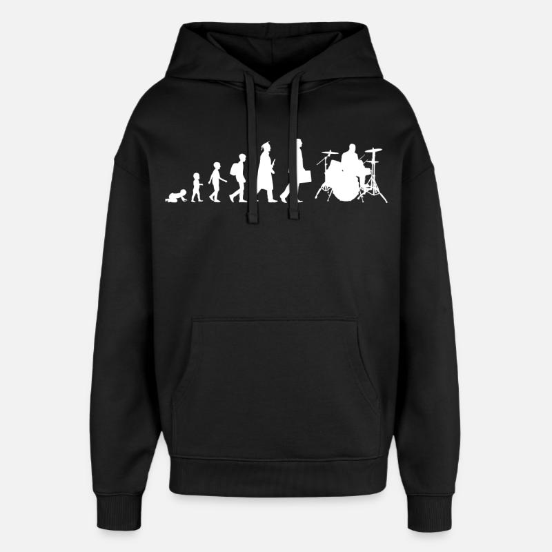 Drummer Evolution - Oversized Unisex Hoodie by Stanley/Stella - black