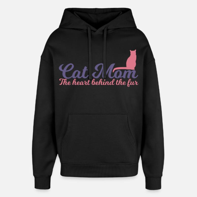 Maman chat - Sweat à capuche unisexe Stanley/Stella Oversized - noir