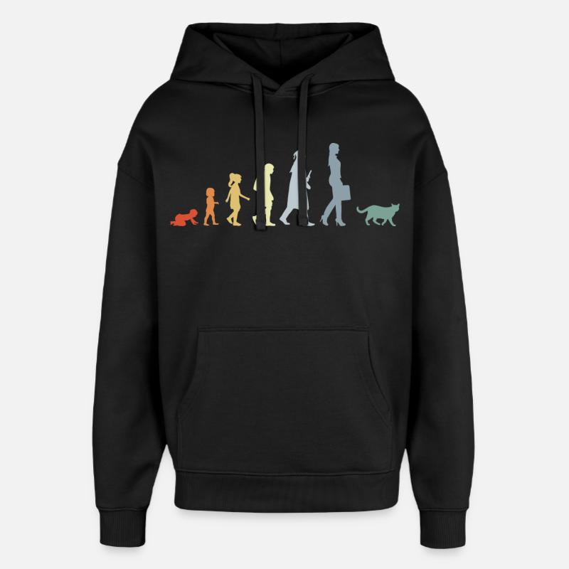 Évolution d’un amoureux des chats - Sweat à capuche unisexe Stanley/Stella Oversized - noir