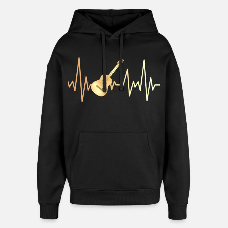 E-Gitarre und Herzfrequenz - Oversized Unisex Hoodie von Stanley/Stella - Schwarz