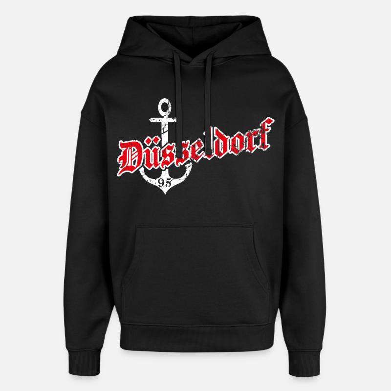 Düsseldorf mit Anker - Oversized Unisex Hoodie von Stanley/Stella - Schwarz