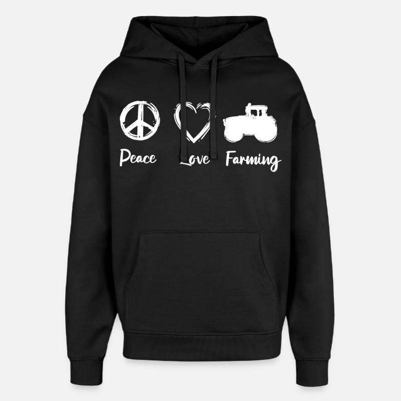 Paix Amour Agriculture - Sweat à capuche unisexe Stanley/Stella Oversized - noir