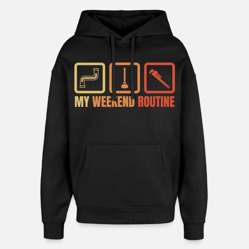 Klempner Wochenendroutine - Oversized Unisex Hoodie von Stanley/Stella - Schwarz