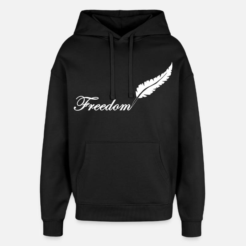 Plume blanche et liberté - Sweat à capuche unisexe Stanley/Stella Oversized - noir