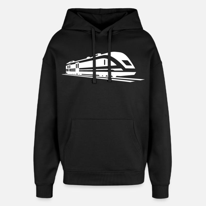 Dessin de train - Sweat à capuche unisexe Stanley/Stella Oversized - noir