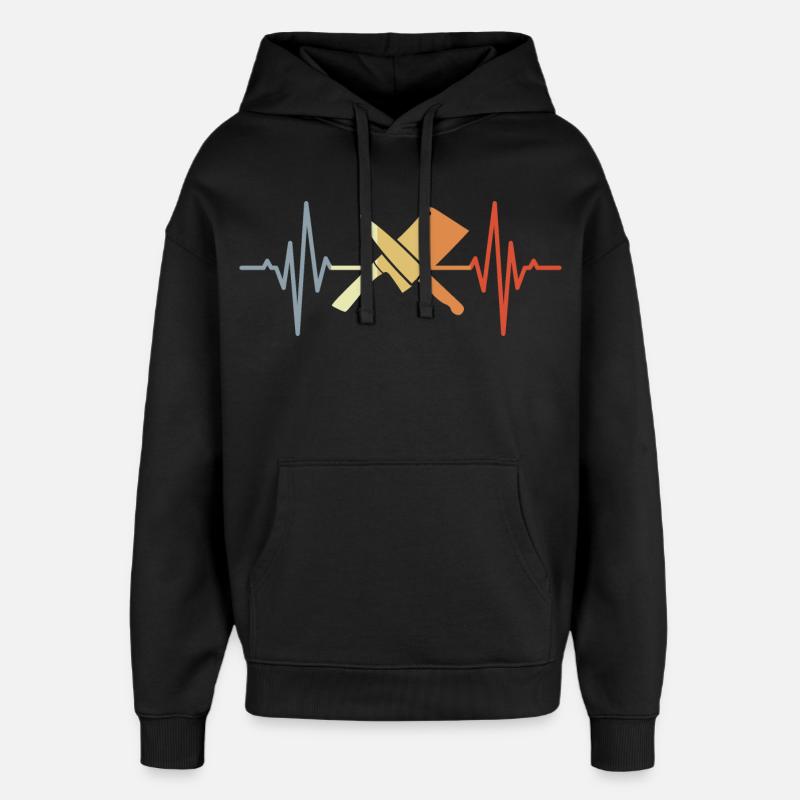 Couteau Couperet Ligne de Coeur - Sweat à capuche unisexe Stanley/Stella Oversized - noir