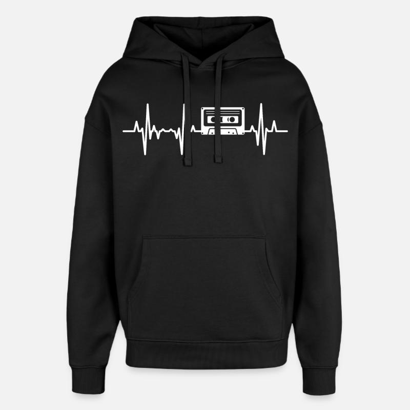 80er Kassette Herzfrequenz - Oversized Unisex Hoodie von Stanley/Stella - Schwarz