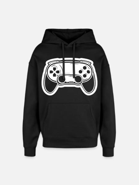 Video Game Controller Drawing - Oversized Unisex Hoodie by Stanley/Stella - black