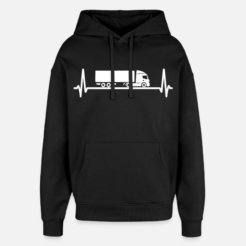 Electrocardiogramme camion - Sweat à capuche unisexe Stanley/Stella Oversized - noir
