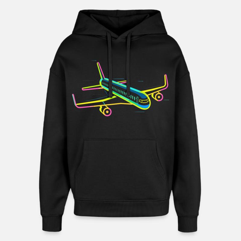 Graphique d’avion rétro - Sweat à capuche unisexe Stanley/Stella Oversized - noir