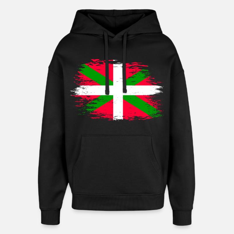 Drapeau basque utilisé - Sweat à capuche unisexe Stanley/Stella Oversized - noir