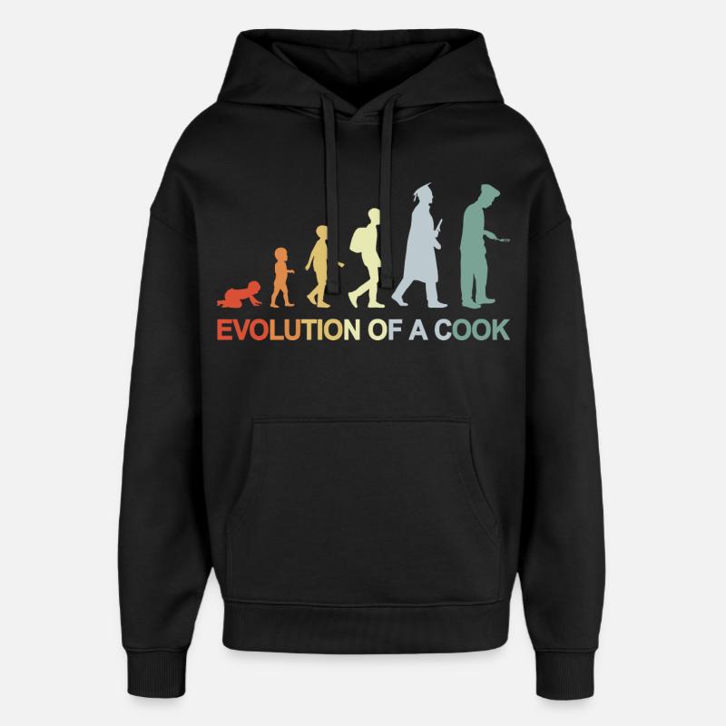 Evolution d’un cuisinier - Sweat à capuche unisexe Stanley/Stella Oversized - noir