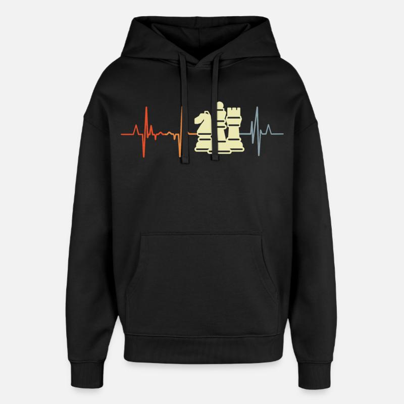 Pièces d’échecs Cardiogramme - Sweat à capuche unisexe Stanley/Stella Oversized - noir