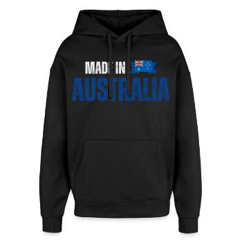 Hergestellt in Australien, australischer Stolz - Oversized Unisex Hoodie von Stanley/Stella - Schwarz - Vorne - AI Model Female 172 light (172cm) & AI Model Male 185 light (185cm)