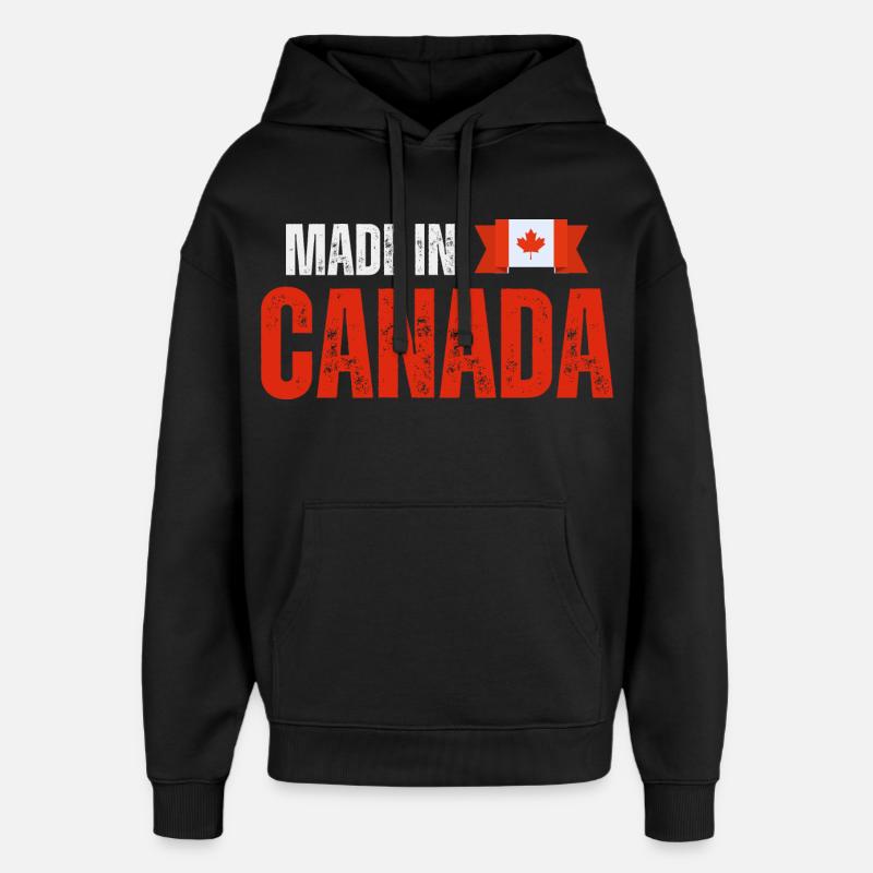 Fabriqué au Canada, fierté canadienne - Sweat à capuche unisexe Stanley/Stella Oversized - noir
